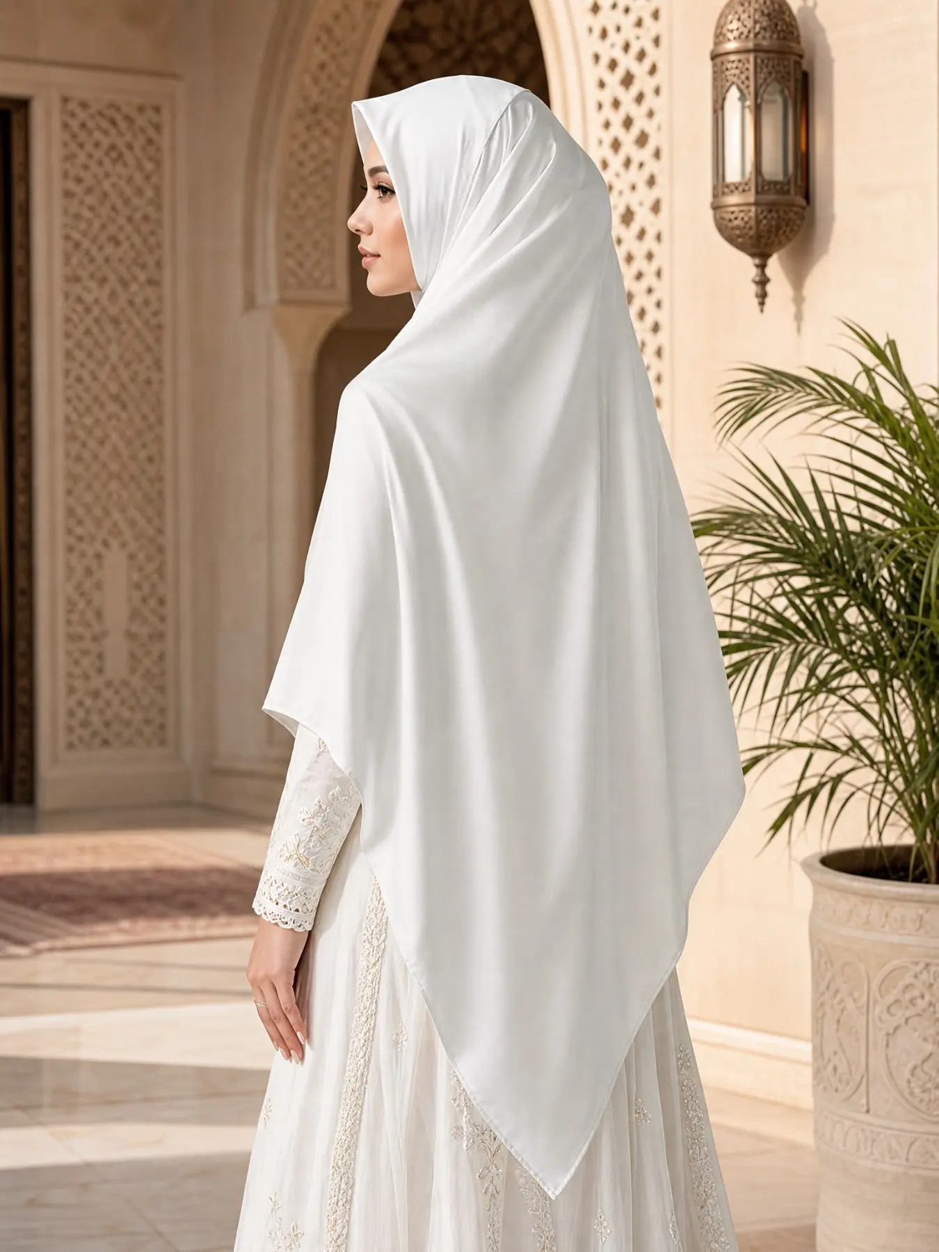 Women's Plain Muslim Satin Headscarf, Fashionable Lightweight Hijab, Breathable Prayer Towel, All-Season Elegant Accessory