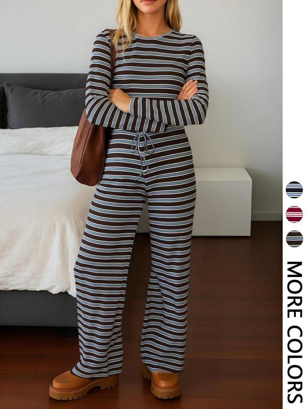 JANNY™ - Casual Long Sleeve Top and Wide Leg Pants Set main image 0