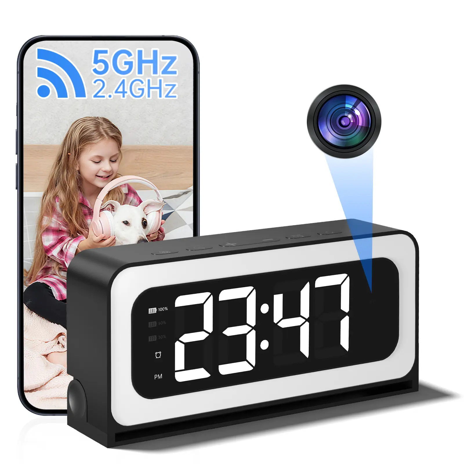 Smart Digital Clock Camera with Dual Band WiFi (5G TikTok爆款商品分析 - GMV ...