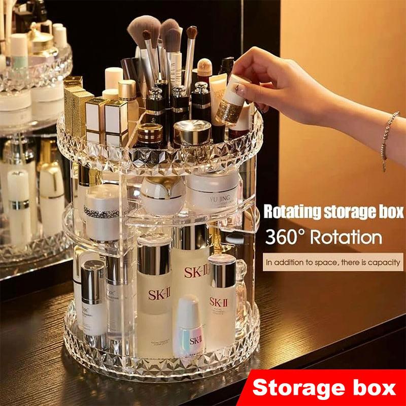 查看[Acrylic Makeup Organiser 360° Rotating Cosmetic Storage Box with 7 ...
