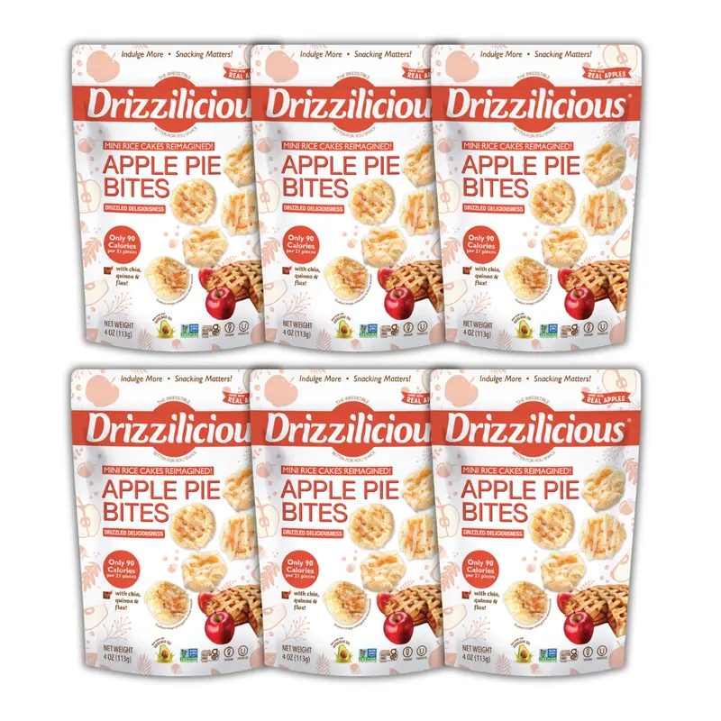 NEW! 6 Pack Drizzilicious Apple Pie Mini Rice Cakes  - 4oz Bags