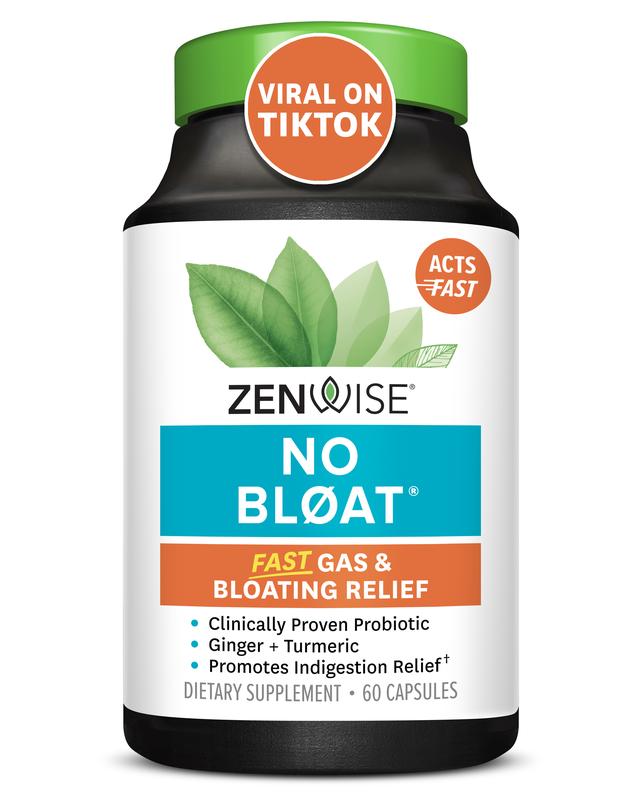 Zenwise No Bloat - Digestive Enzymes + Probiotics + Organic Botanicals for Bloating and Gas Relief - 60 Count