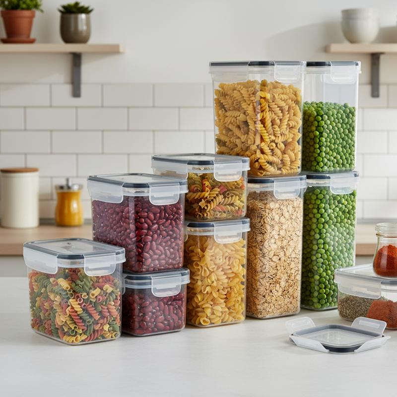 Stackable Kitchen Container 查看[6/10Piece Stackable Kitchen Storage Container Set, Keep Your Dry ...