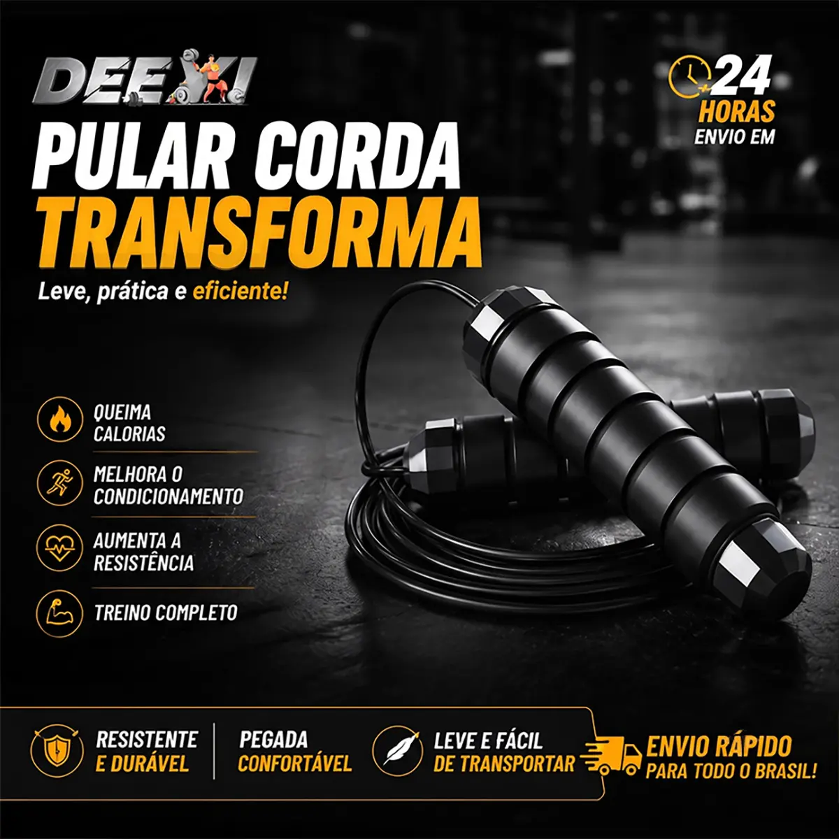 Corda de Pular Speed Aço 3m - Ajustável e Profissional para Crossfit e Treino Intenso DEEYI