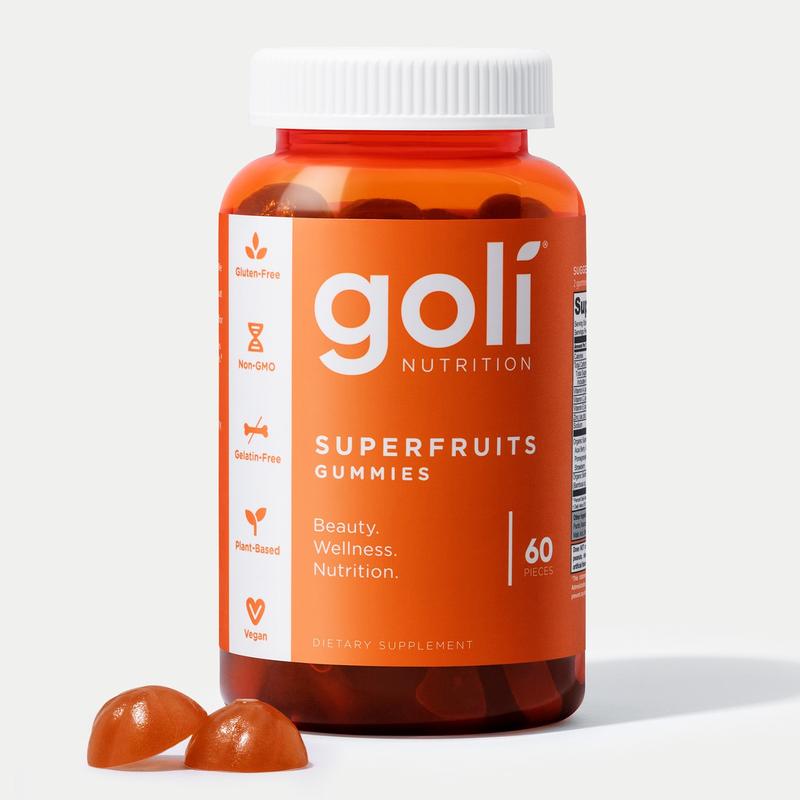 Goli SuperFruits Beauty Gummy Vitamin - Collagen, Mixed Fruit, Vegan, Plant-Based, Non-GMO, Gluten-Free & Gelatin Free