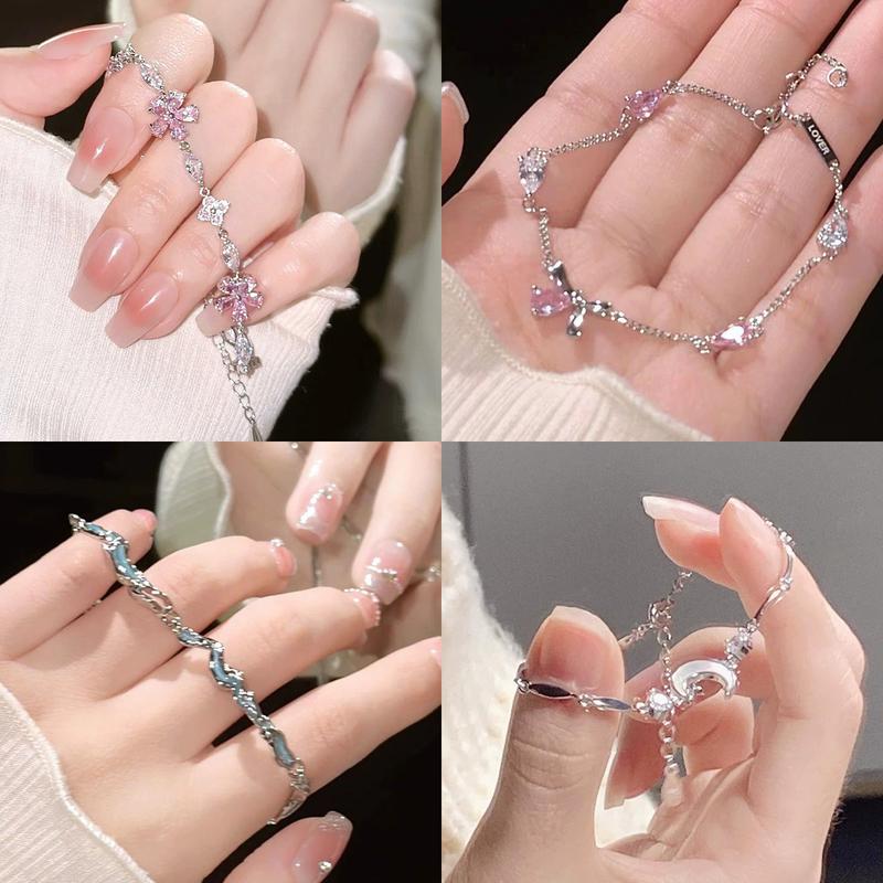 查看[【zhamus】Gelang Bunga Sakura Pink untuk Wanita dengan Rantai ...