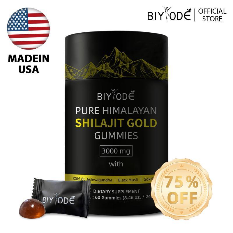 Pure Himalayan Shilajit Gold Gummies |  With Ashwagandha, Gokshura , Ginseng & other herbs | No added sugar |60 Gummies | COA, FDA | US brand | Edible Supplement shilajit