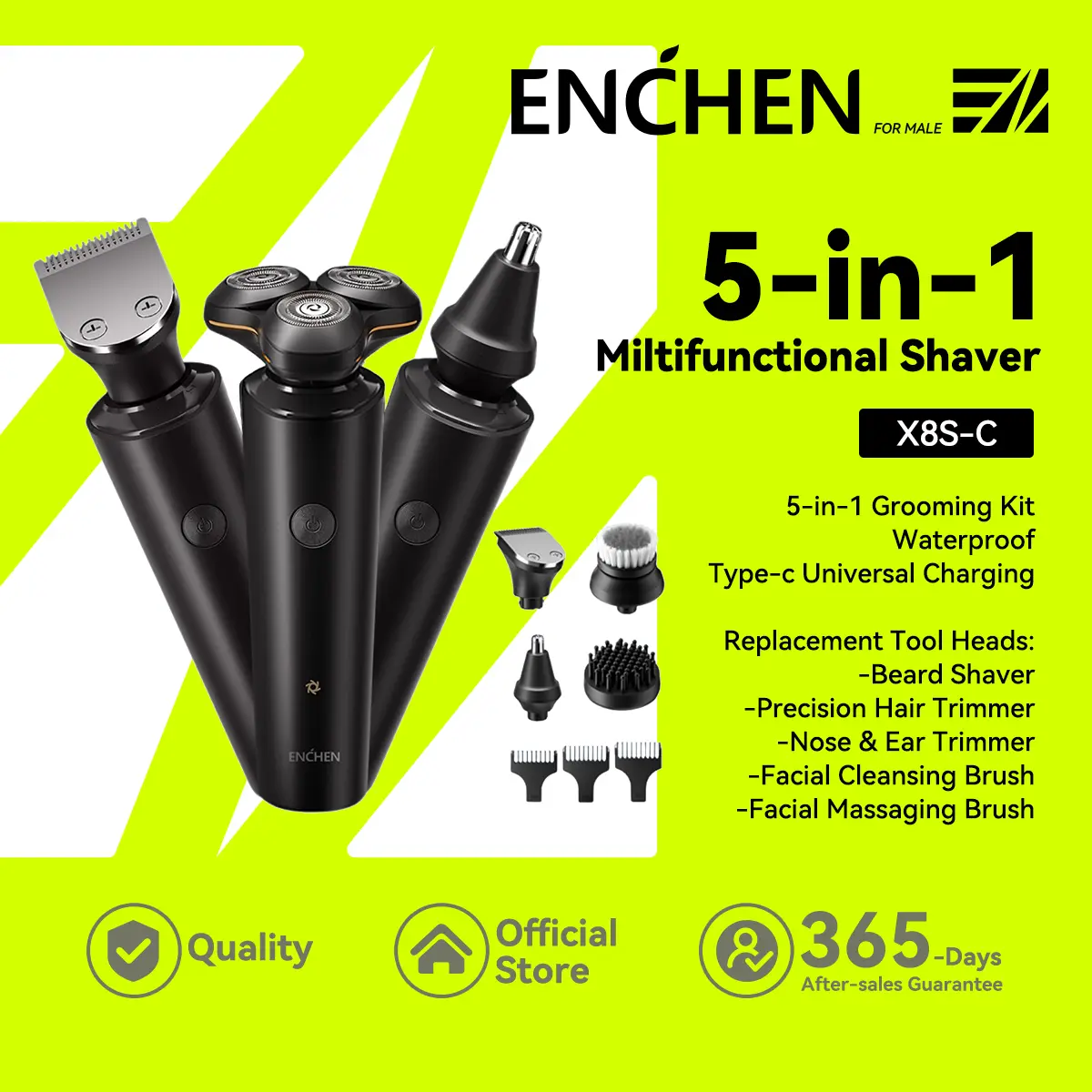 Enchen Razor Hair 查看[ENCHEN 5-in-1 Multifunctional Electric Shaver Kit for Men X8S-C ...