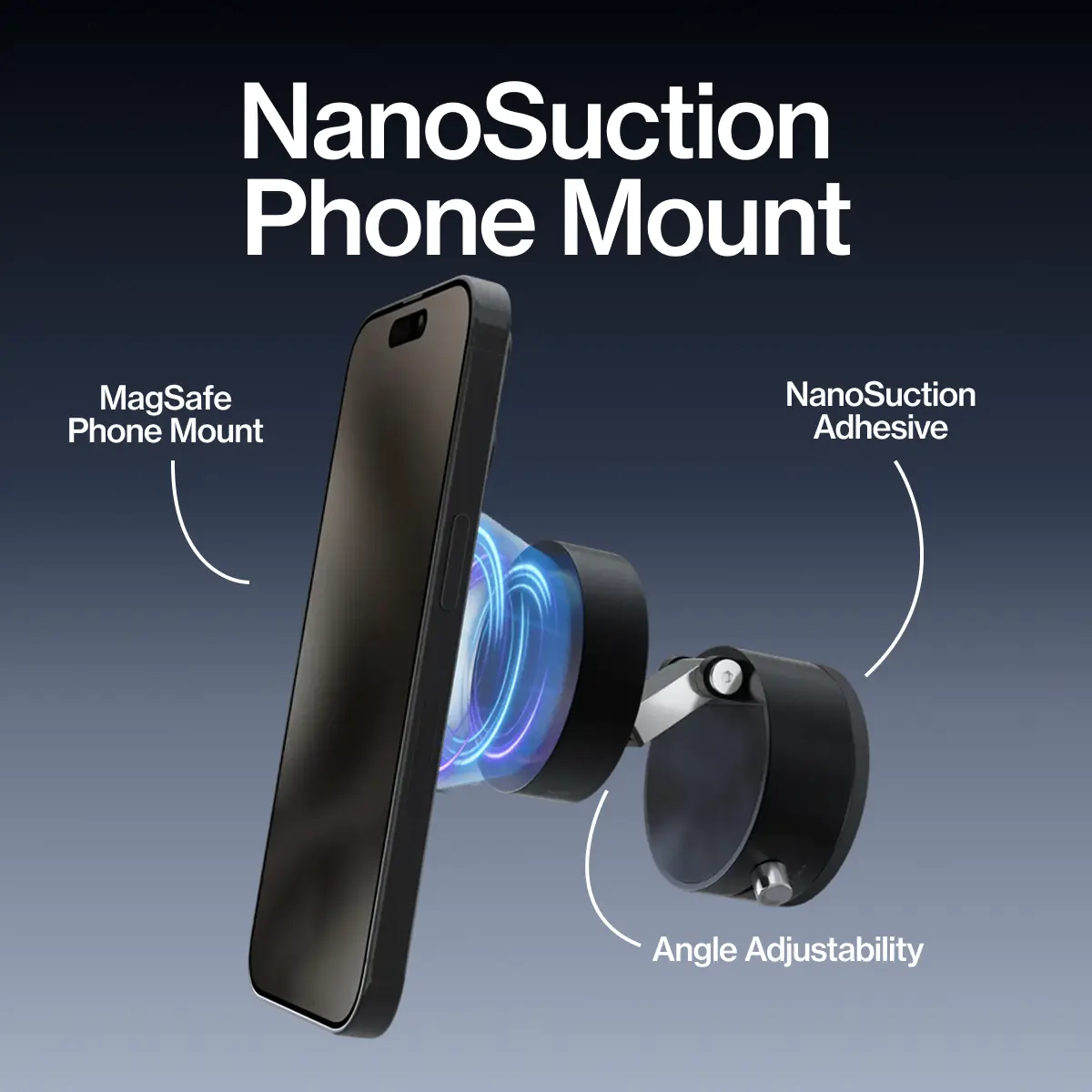 STATIK HyperMount: Phone Mount | NanoSuction & MagSafe | 360 Degree Adjustable | Holds Up to 66lbs | Never Blocks Air Vents | iPhone 12 and Newer & Android