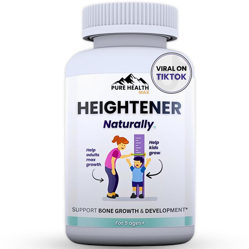 Heightener - Natural Height Growth Supplement for Kids, Teens and Adults to Increase Bone Strength and Grow Taller | Height Maximizer Pills with L-Arginine, Calcium & Zinc | 60 Capsules