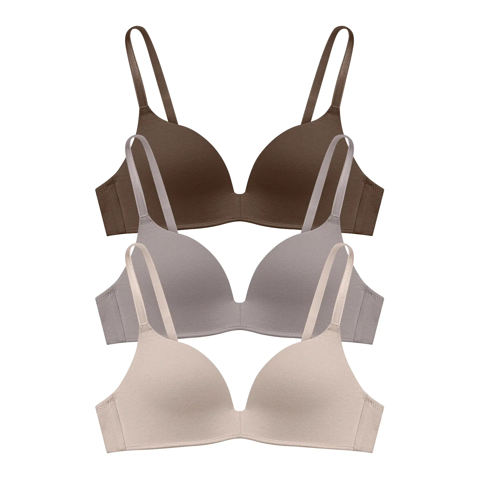 Eleplus 3 Pieces Lightly Lined Wireless Bras for Women Comfy Plunge T Shirt Bra Pack Style Womenswear for Everyday & Bridal Events #SummerVibes