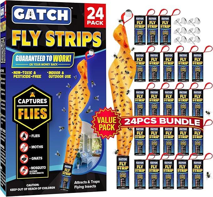 Fly Trap Indoor Catcher for Flies Gnats (24 Pack), Fly Paper Sticky ...