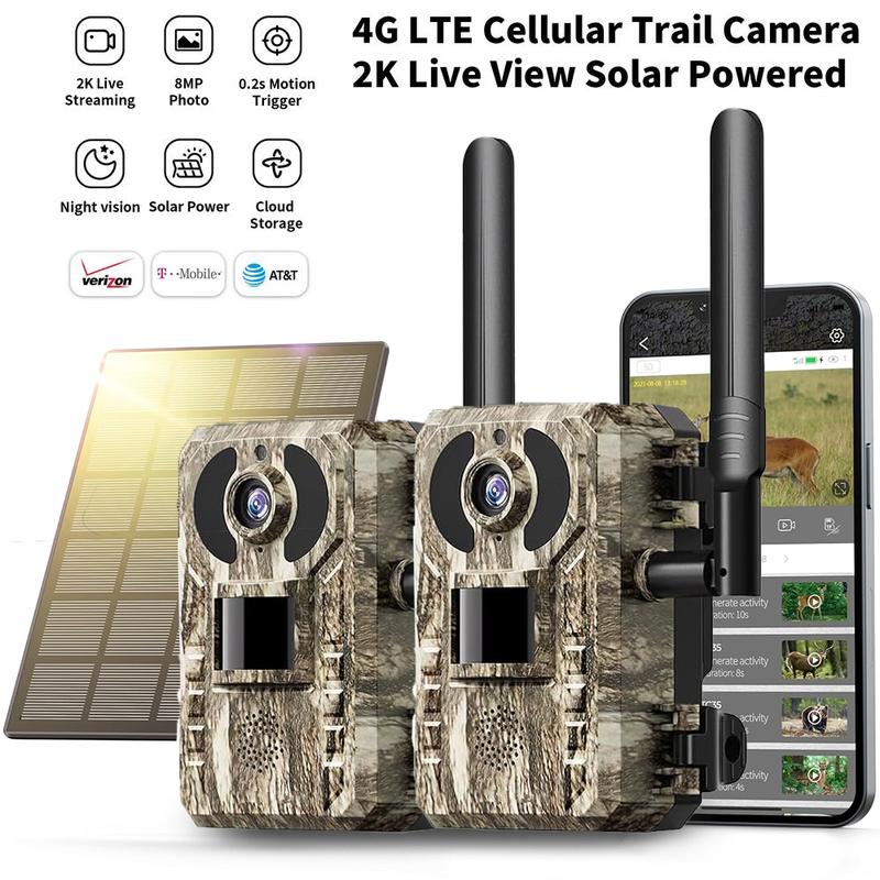 查看[[2.7K Live] 2-Pack 4G LTE Cellular Trail Camera with Solar Power ...