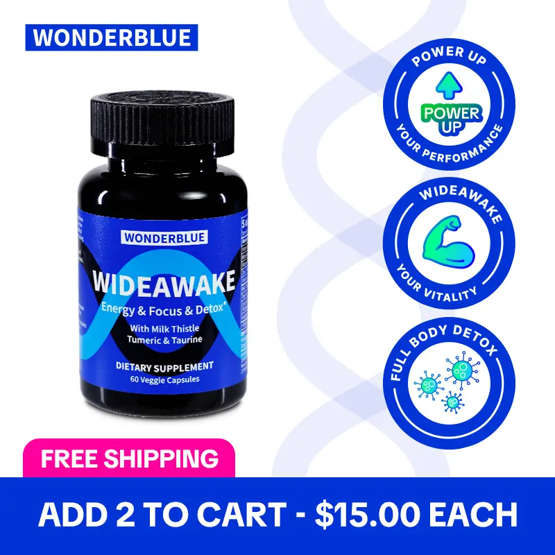 Wonderblue - Natural Ingredients of Guarana, Zinc, Milk Thistle for Vitality and Endurance USA MADE - FDA&GMP Healthcare Edible liver detox cleanse