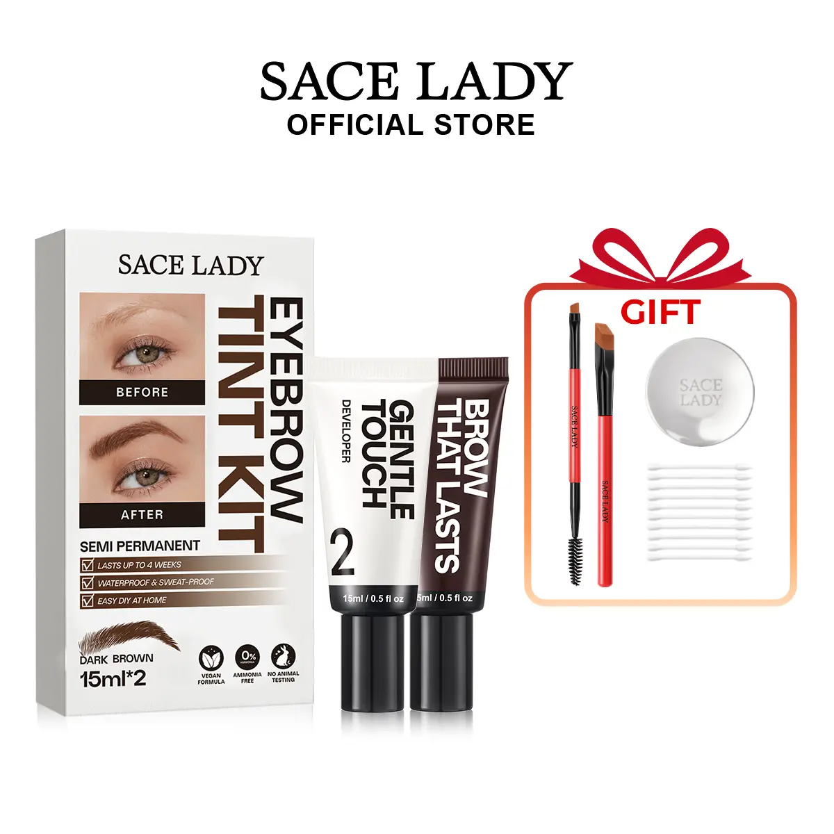 SACE LADY  Eyebrow Tint Kit Long-lasting Waterproof Sweat-proof Eyebrow Dye Paste Set Hair Color Kit Makeup Cosmetics Vegan Formula Semi Permanent  SummerFinds,back to school