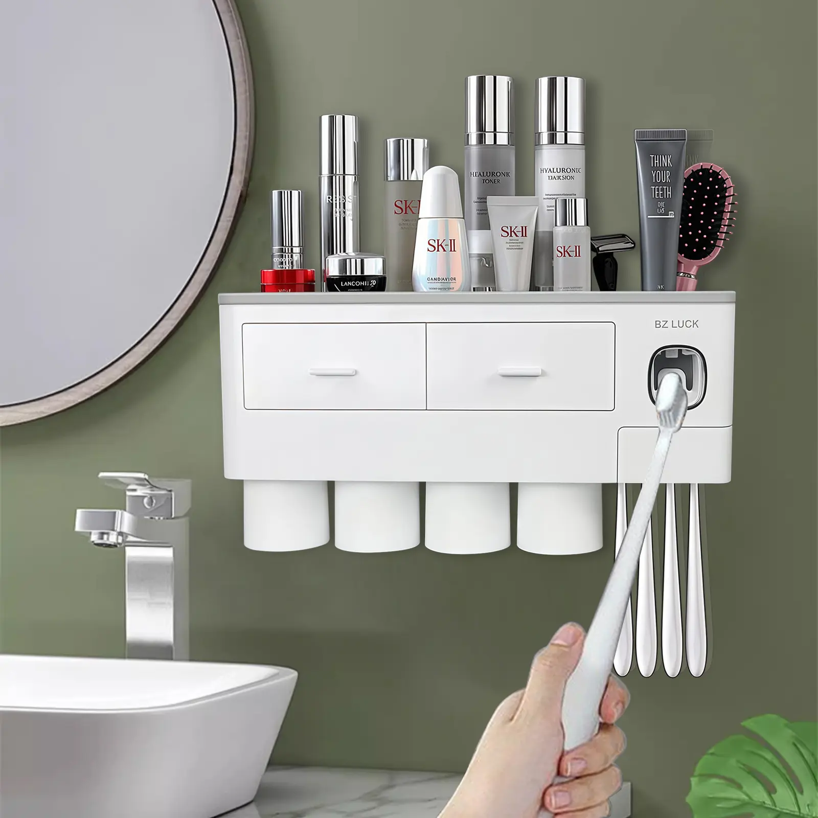 Toothbrush Holders Wall Mounted with Automatic Toothpaste Dispensers, 6 ...