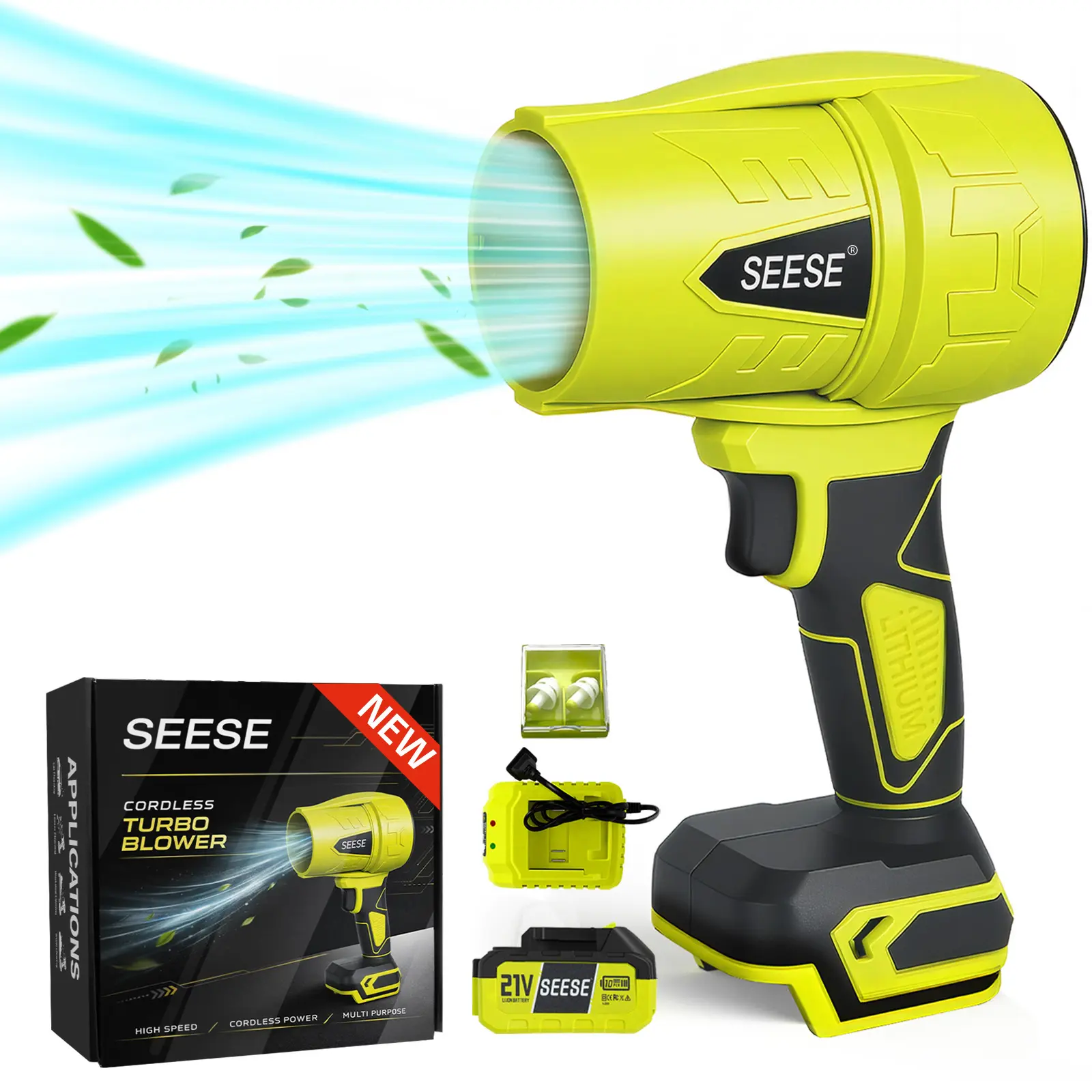 【FathersDayGift】SEESE Turbo Jet Blower, Leaf Blower, Violent Turbo Fan, Pure Copper Motor, Car Drying After Wash, Handheld Snow Blower, Cordless Turbo Power Air Duster