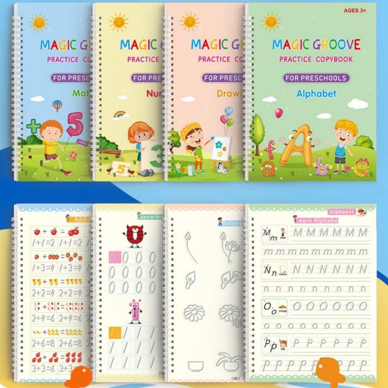 查看[Magic Practice Scribe Book Set, 4 Counts/set Reusable Number ...