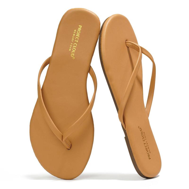 Project Cloud Women's | Eco-Leather Women Flip Flops | Memory Foam | Lightweight | Non-Slip - Foundations