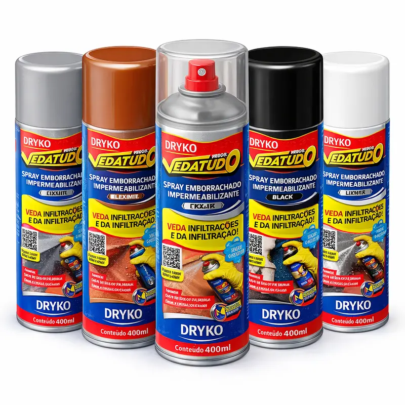 Borracha Líquida Impermeabilizante Spray Vedatudo Impermeável 400ML - DRYKO