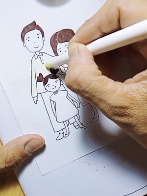 vẽ tranh chủ đề gia đình #stickerdrawing #fyb #stepbystep 