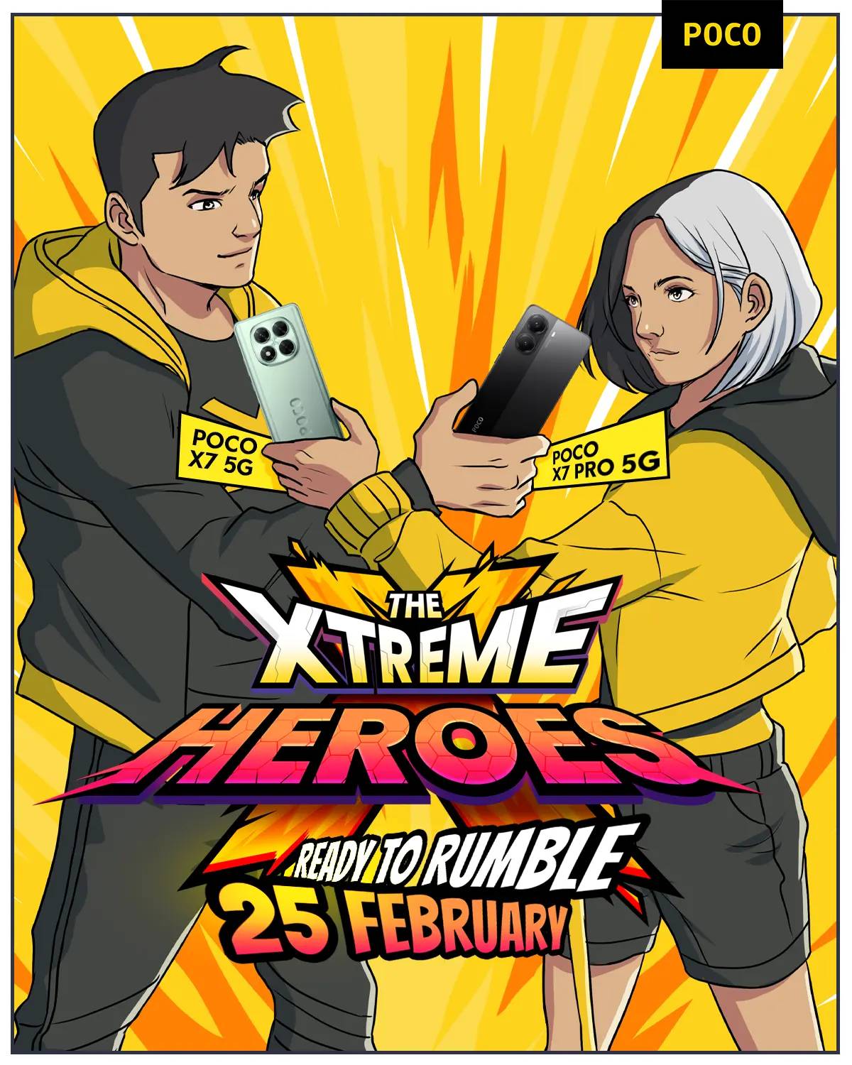 25 Februari 2025 Target sudah terkunci, #TheXtremeHeroes siap beraksi! POCO X7 Pro 5G dan POCO X7 5G akan membuktikan semua kekuatan dan kecepatan di hadapan lo semua! Catat tanggalnya dan pantengin terus semua media sosial POCO Indonesia biar lo gak ketinggalan kabar dari #POCOX7Series Let's go!!!! #POCOnyaberaksid