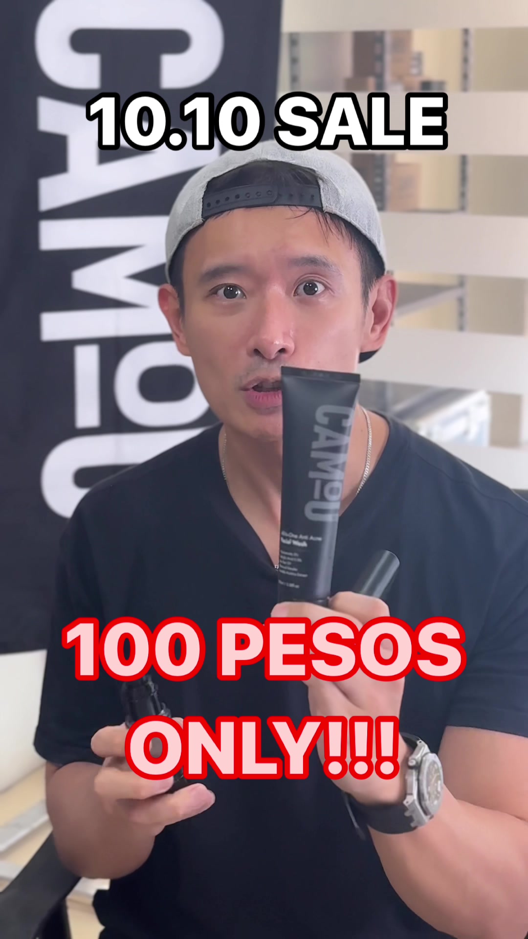 Saan aabot ang 100 pesos mo? 🤔  Aabot yan sa 10.10 sale ni Camou! 💯 Get the chance to buy hundreds of Camou products for only 100 pesos each during our Tiktok Liveselling session this 10.10 at 8 pm! 🖤 See you there! 🛒🛒🛒 #Camou #CamouForMen #BlendInStandOut #Skincare #mensskincare #grooming #mensgrooming #FYP #viral #spf #lipbalm #liplover #lipdefense #sunscreen #sunblock #sunstick #mattifyingsunstick #trending