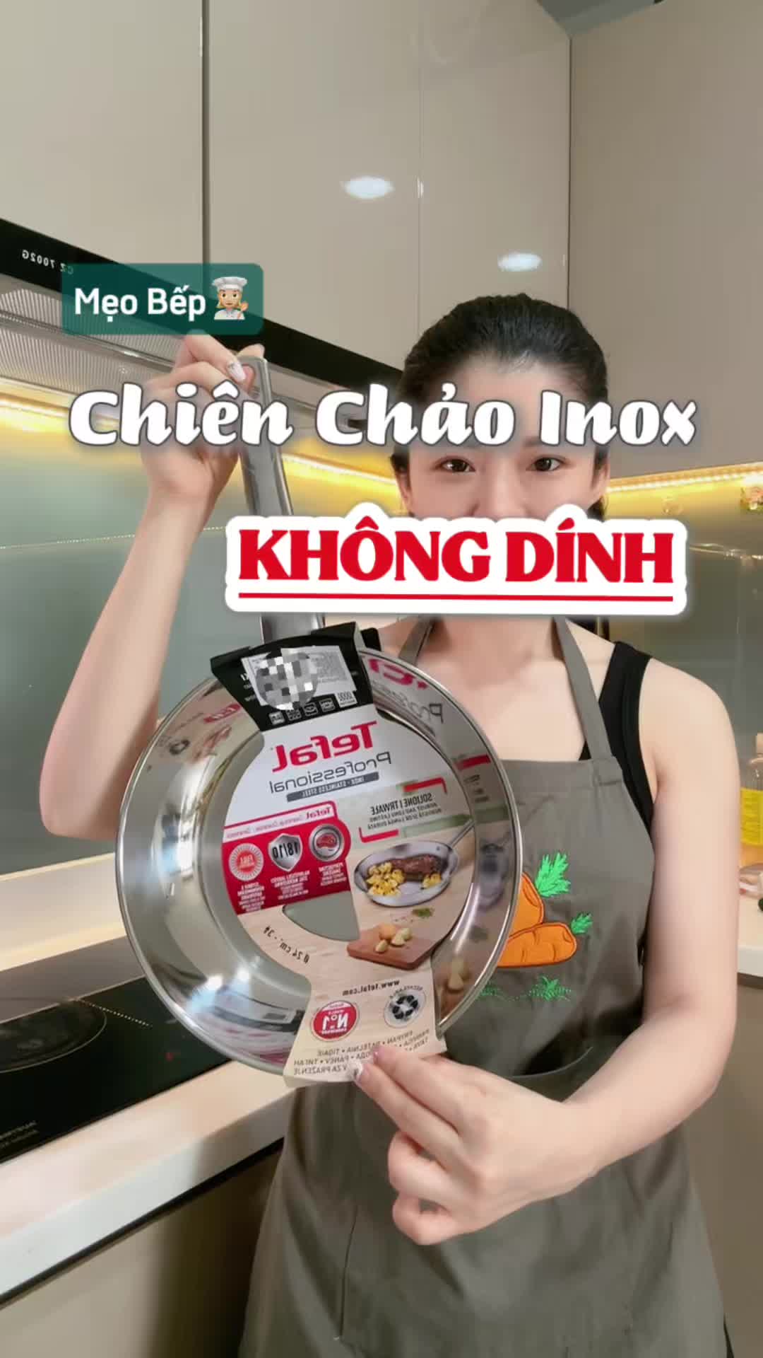 Chiên chảo inox Không Dính? Đây là cách mà Thảo hay làm nè, mọi người tham khảo nha #cachchienchaoinoxkodinh #tefalVN #chaoprofessionatefal #chaoinoxtefal 