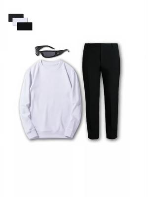 White pullover long sleeve outfit idea #outfitinspo #pullover #longsleeve #trouser #ootdfashion #xybca #fypシ #viral #trend #trendoutfits #fyp 