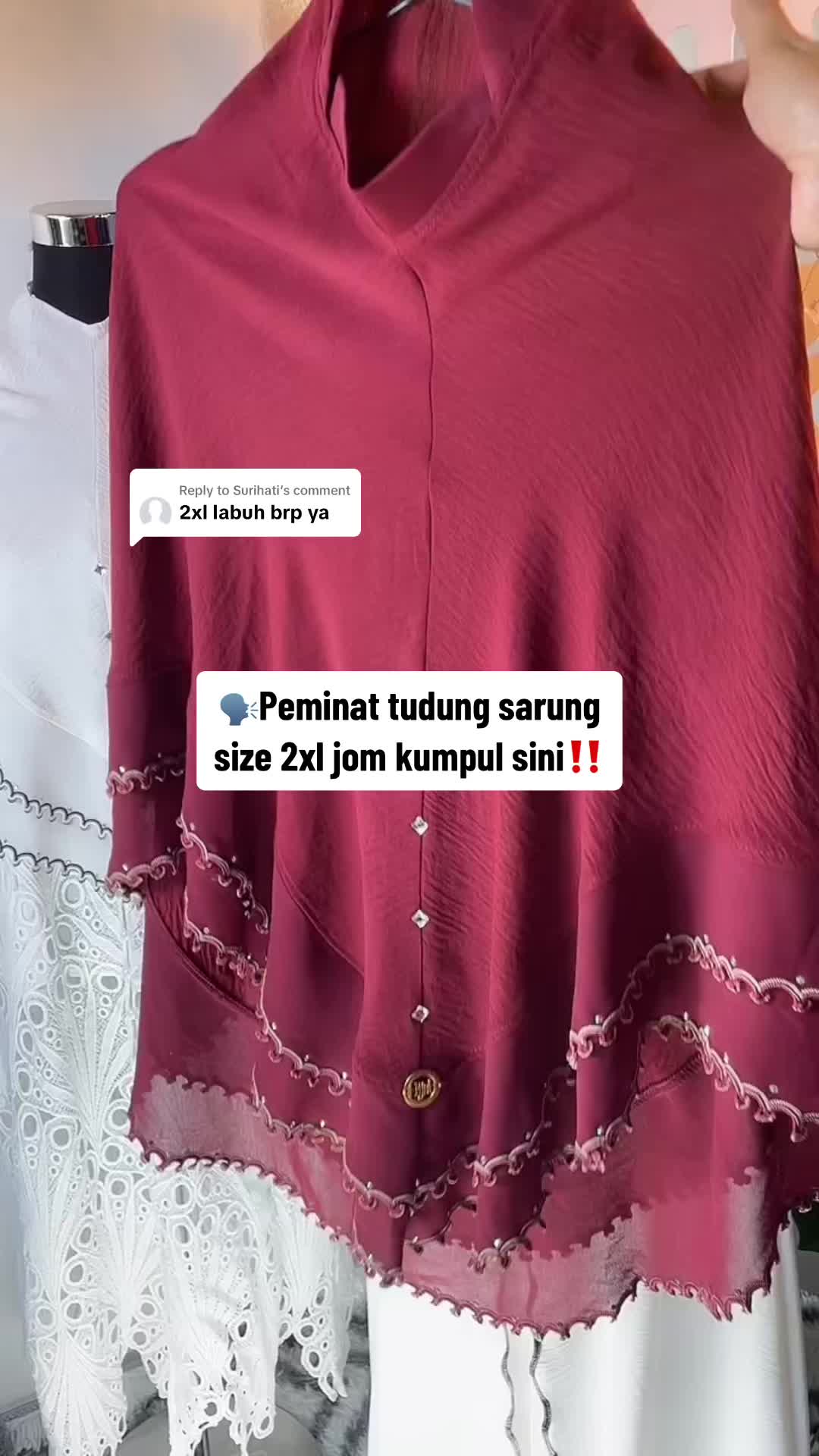 Replying to @Surihati hai surihati ni dia latest design material cey jgk size 2xl , yg versi layering sulam crosia #tudung #tudungberdagu #tudungsarung #tudungironless #tudunglabuh #tudungterbaru 