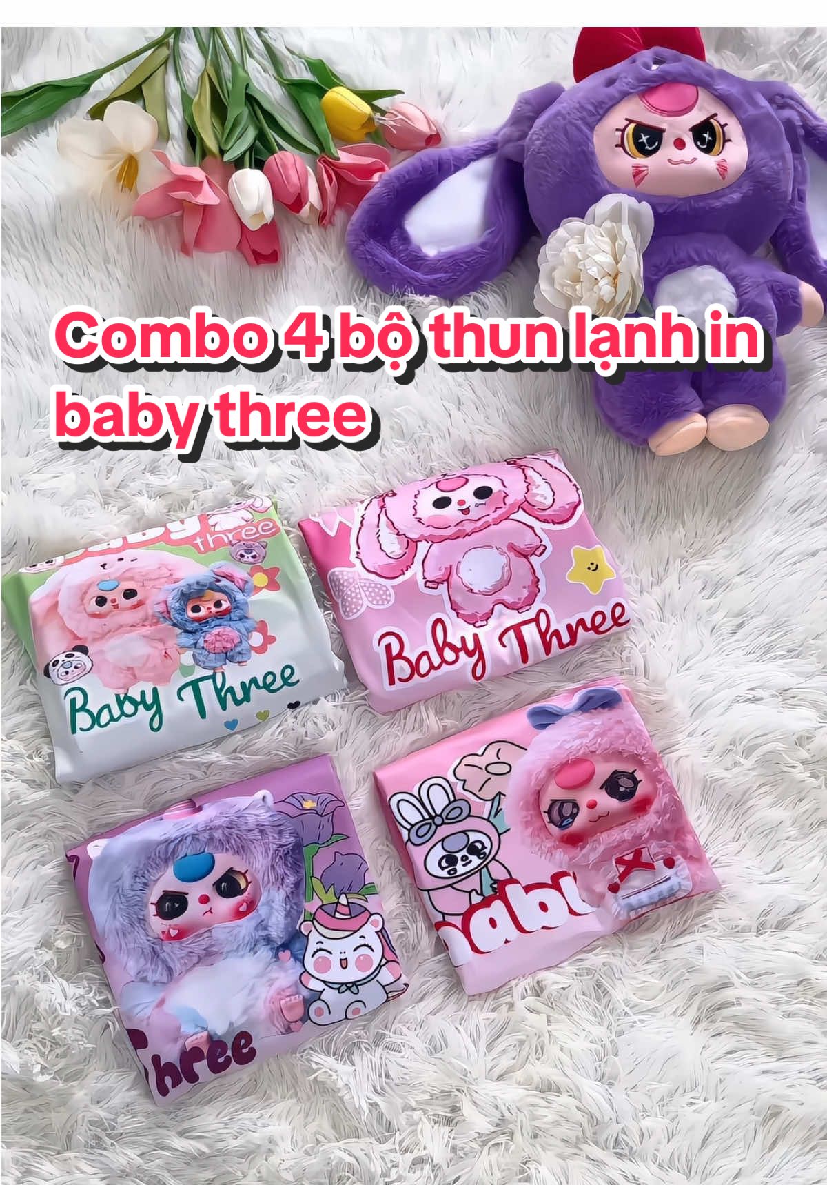 Combo 4 bộ thun lạnh in hình baby three cho bé gái #quanaotreem #bobegai #dobochobe #combo4bobegai #combo4bobabythree #thunlanhchobe #doxinhchobe #xuhuong #viral #mebetho🐰  @Mẹ bé Thỏ 🐰  @Mẹ bé Thỏ 🐰  @Mẹ bé Thỏ 🐰 