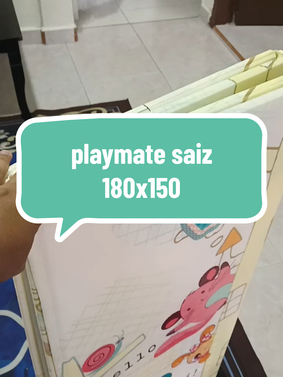 Replying to @aisyaareez  saiz 180x150cm tebal 0.80m  #playmate #playmatebaby #tikarbaby #waterproof 