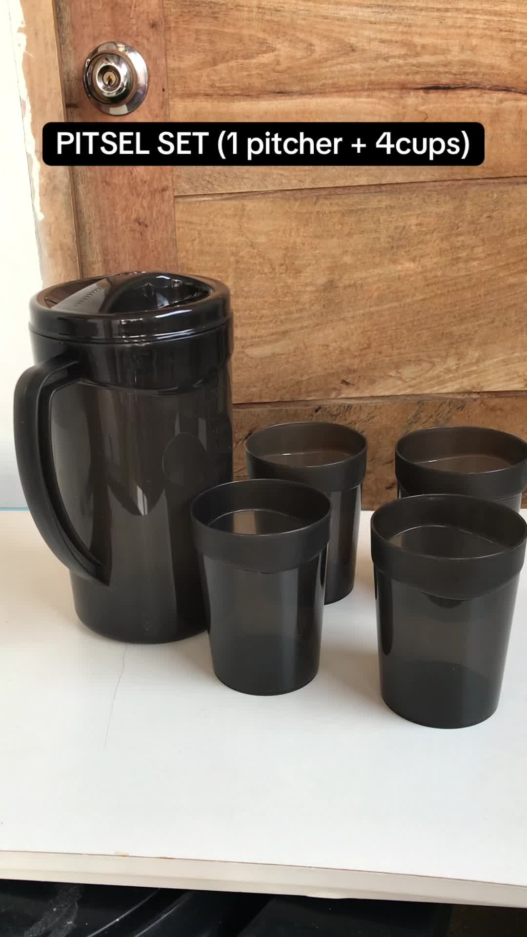 Pitsel Set meron ka ng 1pitcher at 4cups na below 100 kaya super sulit na at matibay pa #pitcher #pitcherwith4cups 