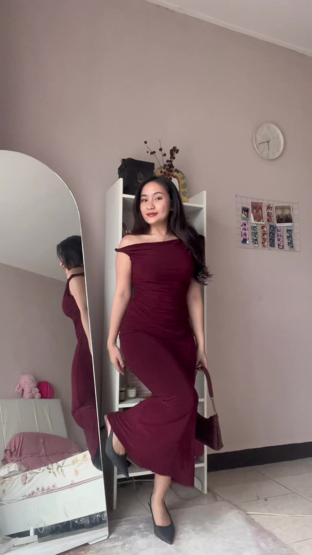 siapa yg kalo pms bengkak juga🫵🏻 #outfitideas #ootd #tipsoutfit #girltips #girlthings #bodycondress #oneset #korset #dinneroutfit #bodyshaper 