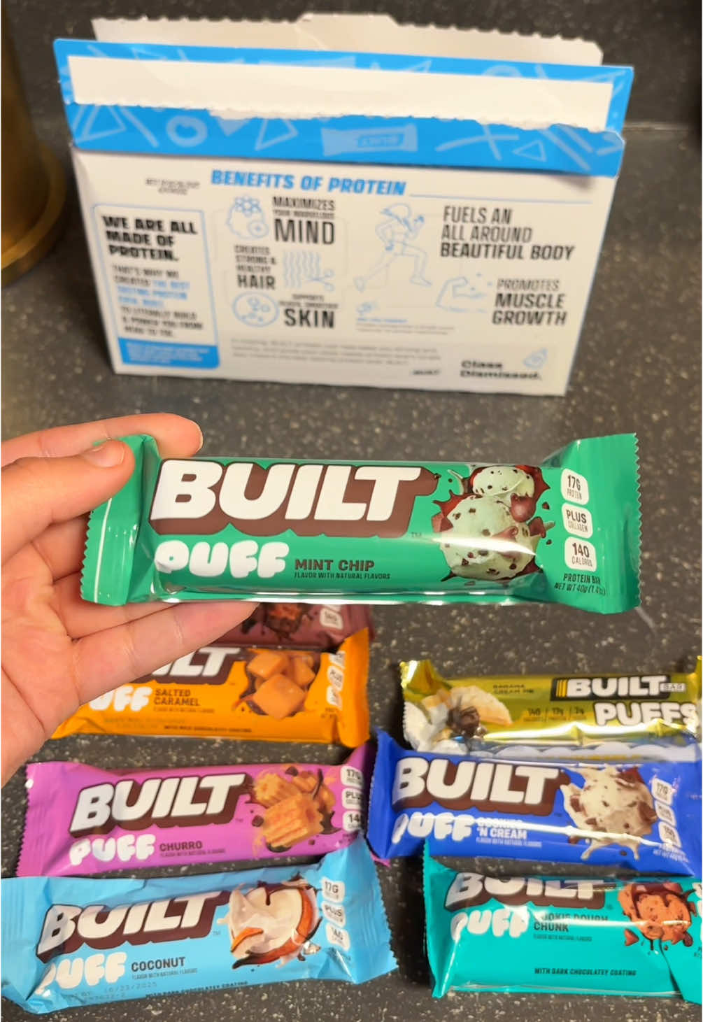 I rate these protein bars 7/10! Its very chewy and not my fav. The flavors are delicious though!  #builtbar #builtbarreview #proteinbar #goodproteinbar #protein #proteinsnack #snacks #healthysnacks #mukbang #eating