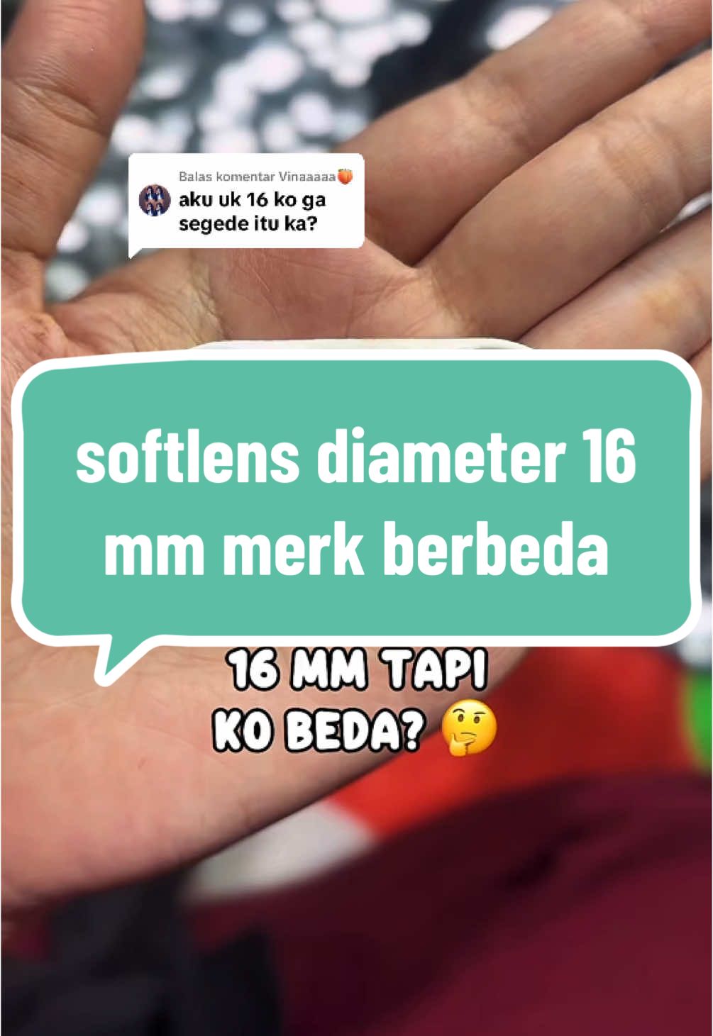 Membalas @Vinaaaaa🍑 ternyata ga semua softlens diameter 16 mm itu sama guys beda merk bisa beda ukuran #softlens #softlensdiameter16mm #softlensboneka 