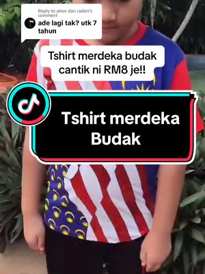 Replying to @ainur dan raden Available saiz 3-14 tahun. Suggest ambil saiz lebih besar daripada biasa. #tshirtmerdeka #tshirtmerdekabudak #bajumerdekabudak 
