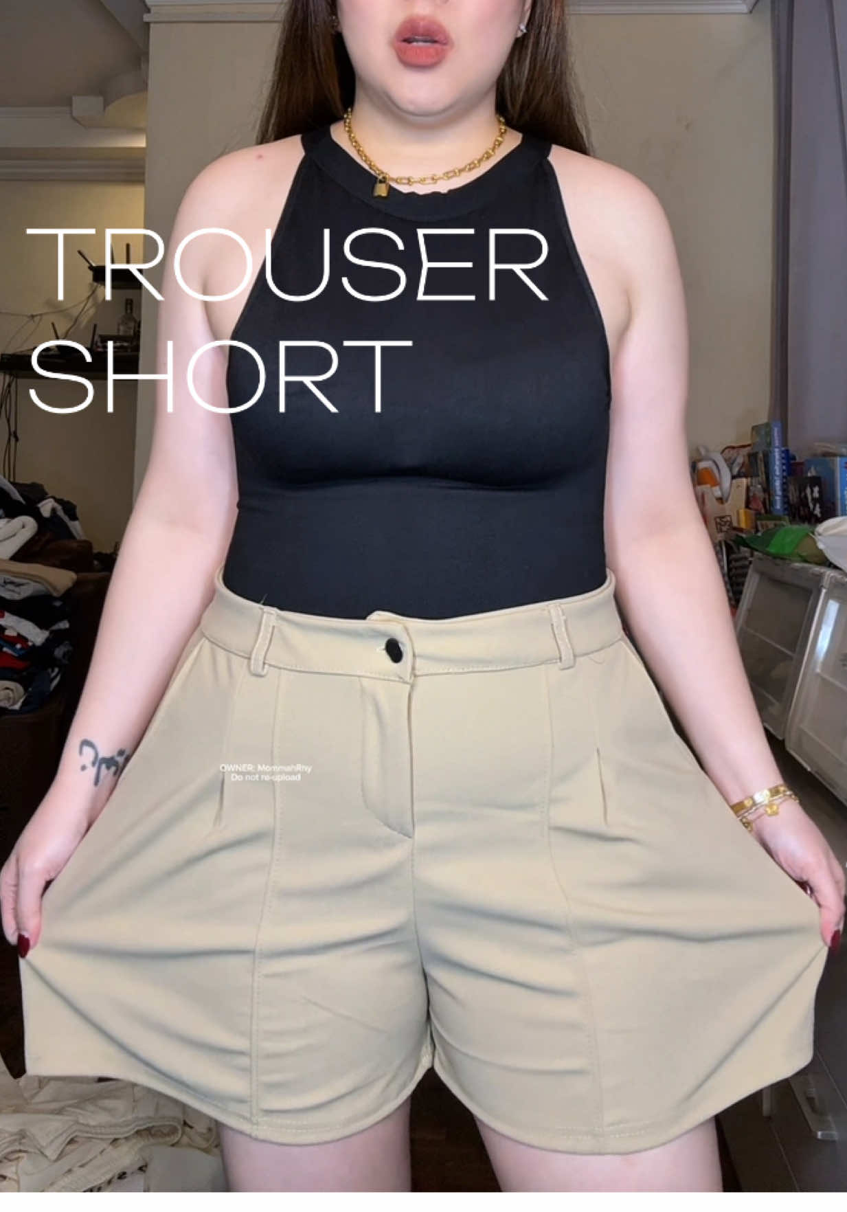 Trouser shorts 🙌🏻 — no belt included 🤗  Bodysuit — @MommahRhy  #trousershorts #trouser #shortsrecommendation #shortforwomen #tiktokshopstyleitgirl #girlontrend #ONTREND #shortsoutfit