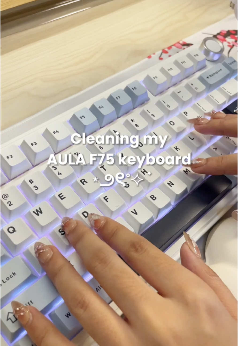 Clean my keyboard with me 🫧✨ Keyboard: AULA F75 Color: Glacier Blue Switch: Leobog Reaper All stock, no modifications. Available in the yellow basket! #aula #aulaf75 #aulaf75keyboard #aulaf75soundtest #aulaf75sound #creamykeyboard #keyboardcleaning #keyboardcleaner 