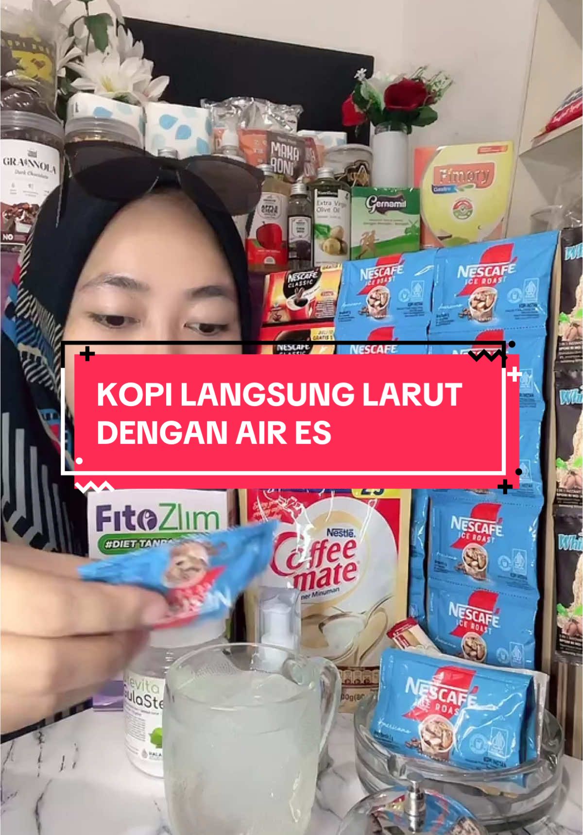 KOPI LARUT DENGAN AIR ES🥳☕️ #nescafe #iceroastnescafe #kopiviral #americano 