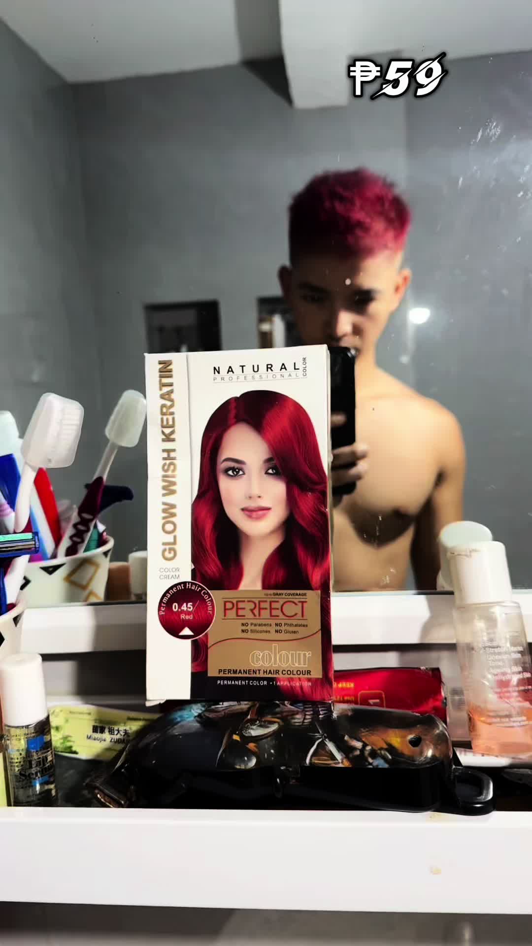 Red Permanent Hair Color Set -glow wish keratin hair dye hair care brush  #redhair  #haircolor  #hairdye  #permanenthaircolor 