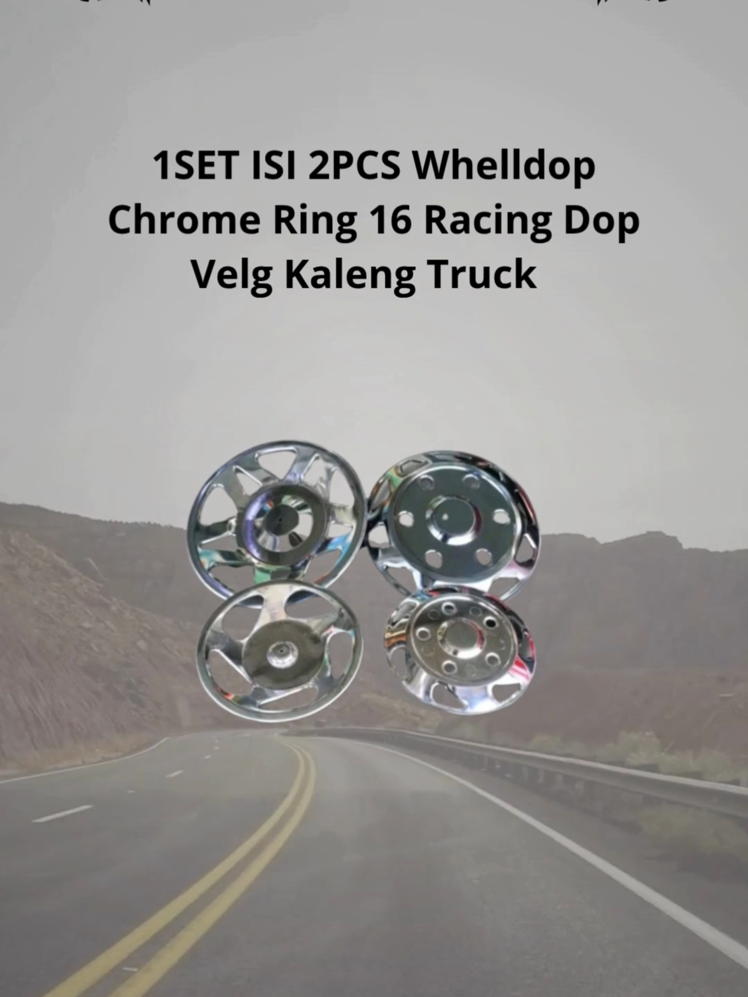 1SET ISI 2PCS Whelldop Ring 16 Racing Dop Velg Kaleng Velg Truck Ring 16 Tutup Velg Wildop Truck Wildop Whelldop Sr Chrome Ring 16 Cover Dop Roda Truck