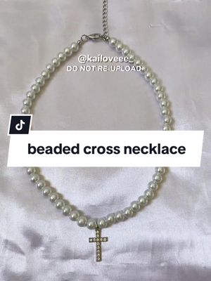 Beaded Cross Necklace for Men & Women 🤍 Get yours now! 🫶✨ #beadedcrossnecklace #crosspendant #pearlcrossnecklace #pearlnecklace #fyp #fypシ゚ #foryou #foryoupage 
