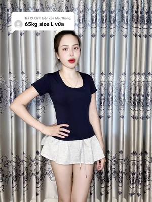 Trả lời @Mai Thang  65ki lấy giúp e size XL nha . Nhà e mới ra mã mới có thêm size XL rùi nha các chị#ao #aocovuong #aothun #thoitrang 