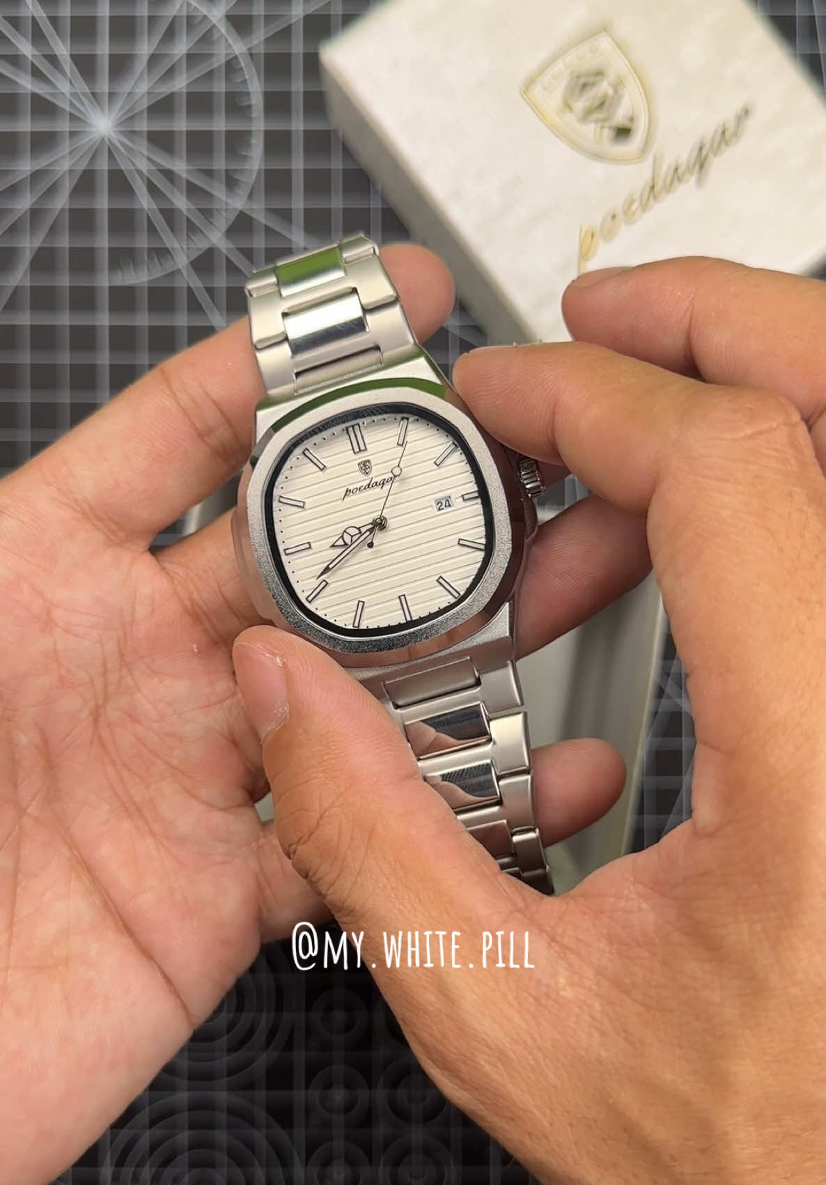 ASMR Unboxing of my white dial Poedagar watch #fyp #tiktokfinds #asmr #wristwatch #watch 