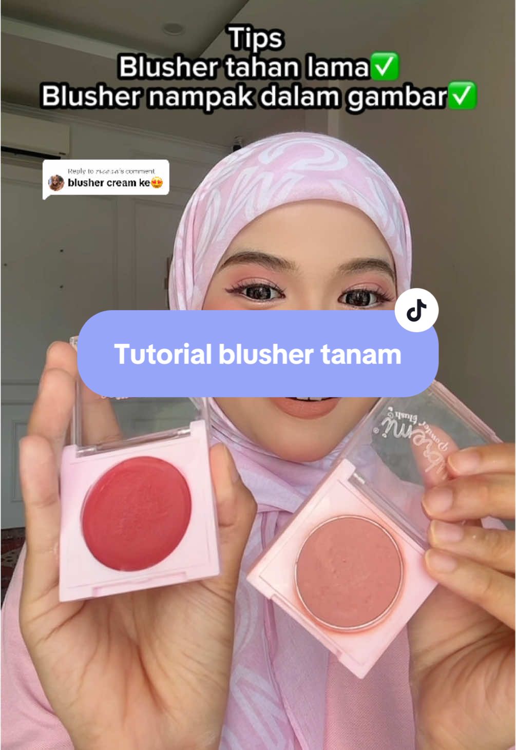 Replying to @𝓇𝒾𝒸𝒶𝒶𝒶 Tutorial blusher tanam🥰 Siapa dah grab cream blush harga promo dalam live? #cubremi #blusherhack #creamblush #makeuptips 