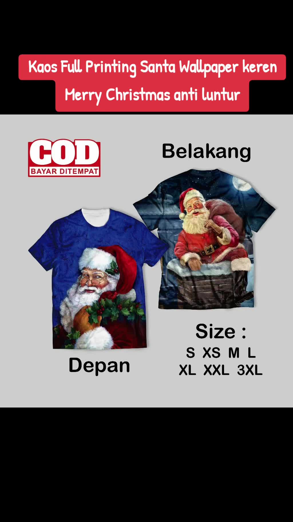 Kaos Full Printing Santa Wallpaper keren Merrychristmas  #Bajusanta  #bajunatal  #fyp 