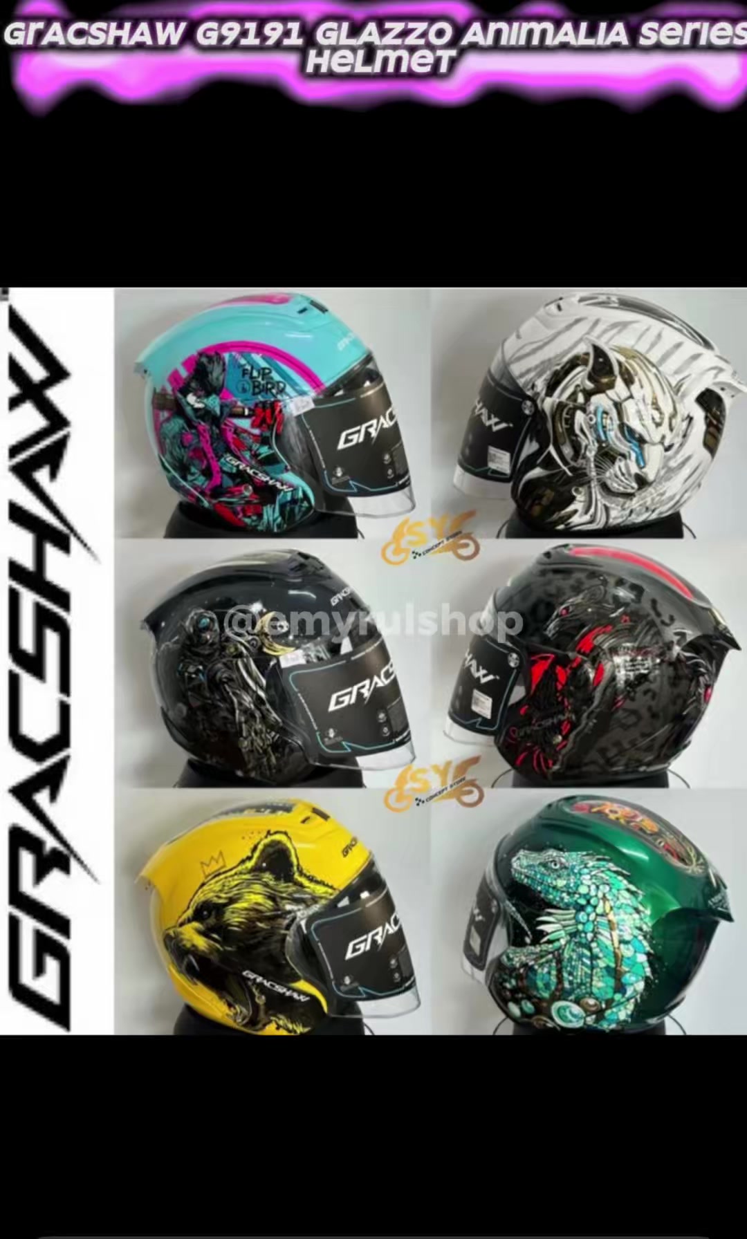 GRACSHAW G919I GLAZZO ANIMALIA SERIES HELMET #gracshawhelmet #gracshawmalaysia #helmet #helmetmurah #helmetmotor 