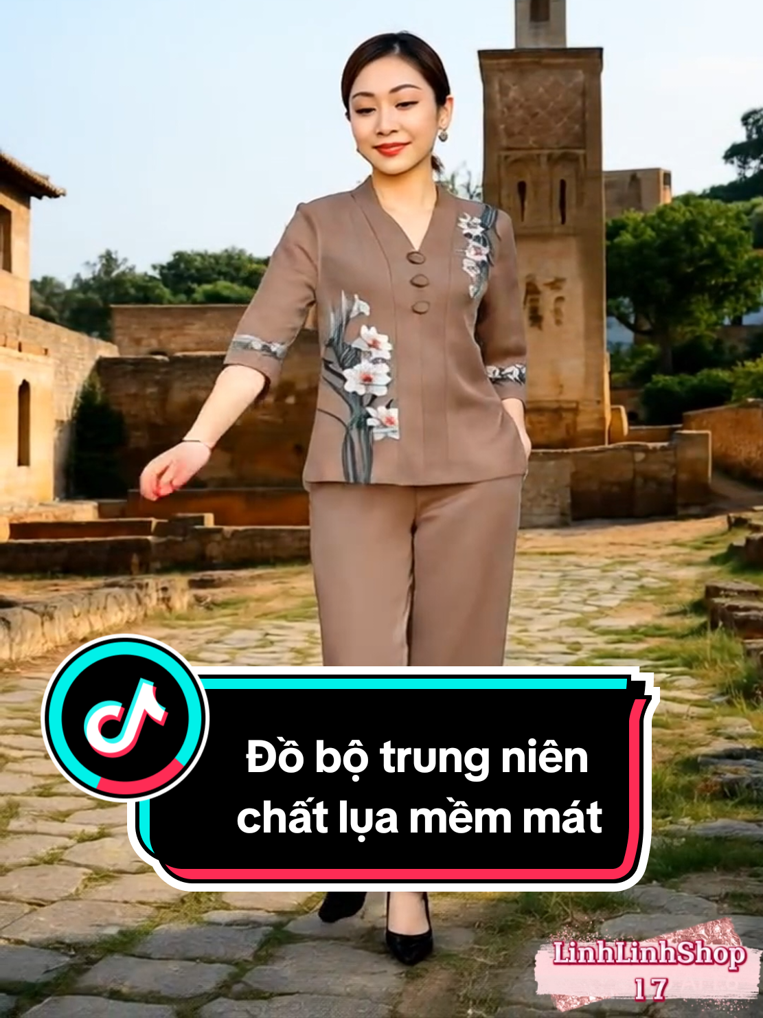 Đồ bộ trung niên mặc nhà. Quần dài tay lỡ. Chất lụa mềm mịn #linhlinhshop17 #setdo #setdoxinh #bodo #bodoxinh #dobotrungnien 