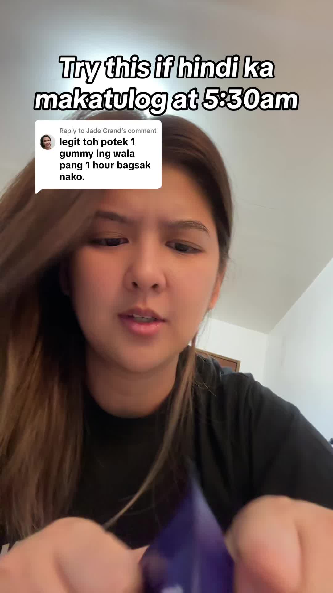 Replying to @Jade Grand ako na 15 mins lang hindi ko na kaya pigilan yung antok ko pag nag melatonin gummy ako 😂 1MG lang pero ang lakas na sakin mi. 🥹 tulog agad talaga 😴 #insomnia #sleep #sleepy #cantsleep #melatonin #melatoningummies #graveyard #callcenter #virtualassistant #mom #momlife 